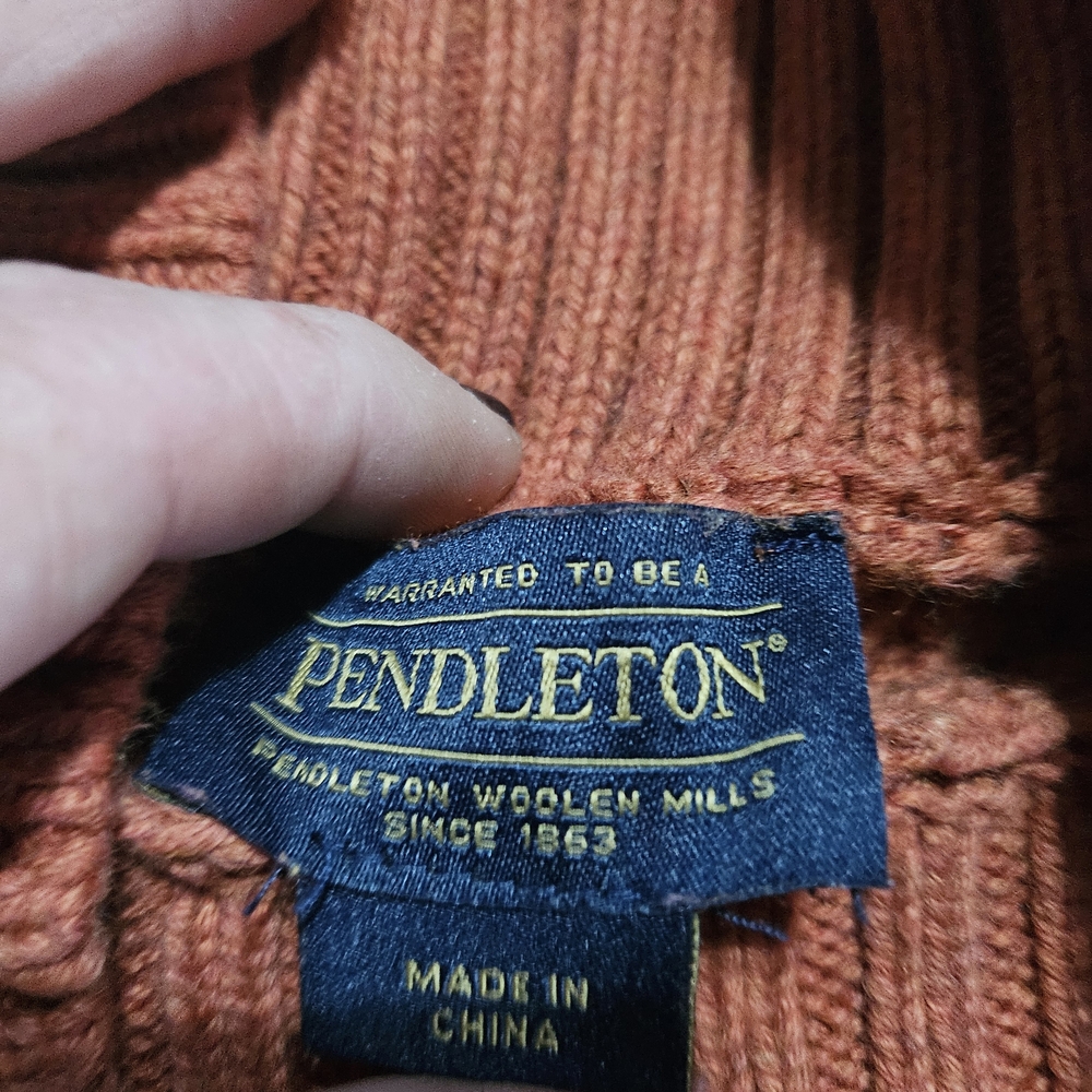 Pendleton Rust-Orange Chevron Knit Turtleneck Swe… - image 2